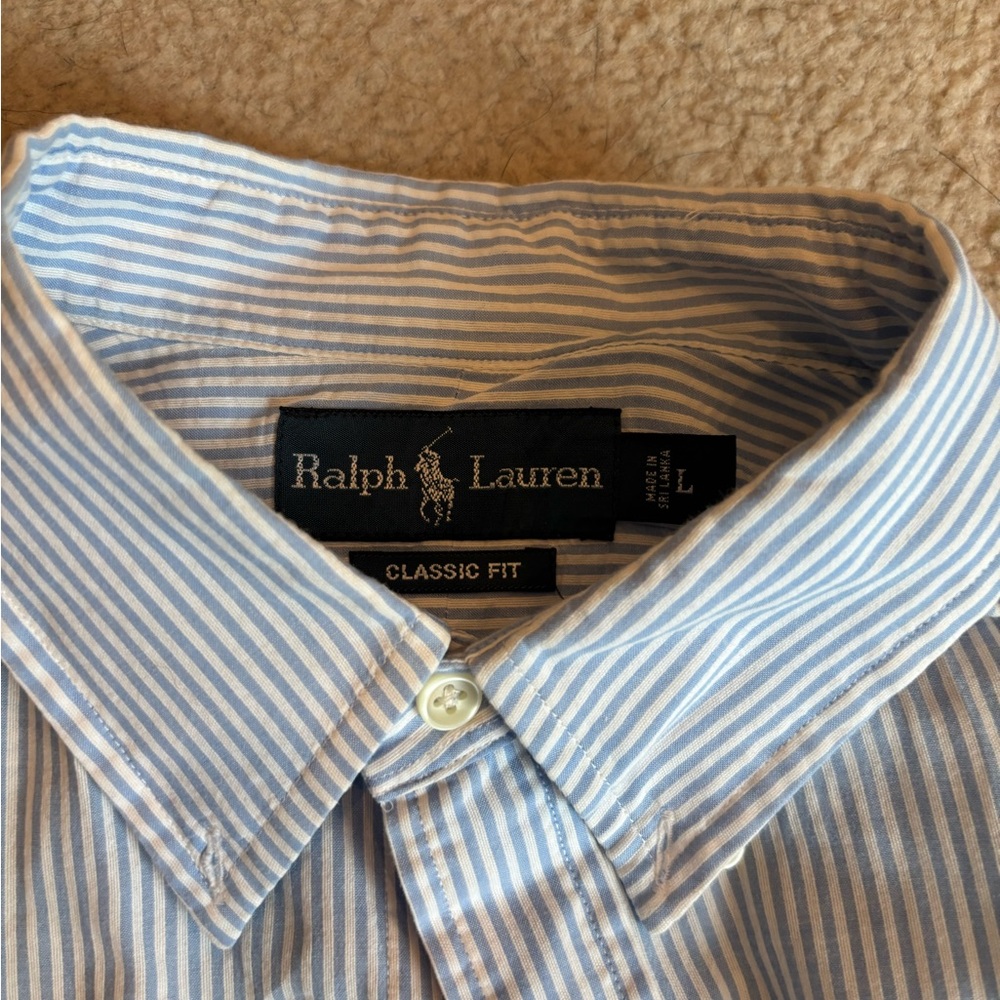 Perfect Condition Ralph Lauren Blue and White Casual Button Down Shirt